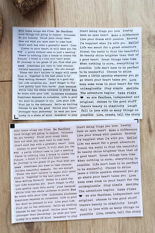 4 Parça Scrapbook Sticker Seti Yazı Cümle Kelime Vintage Bullet Journal Sticker Seti