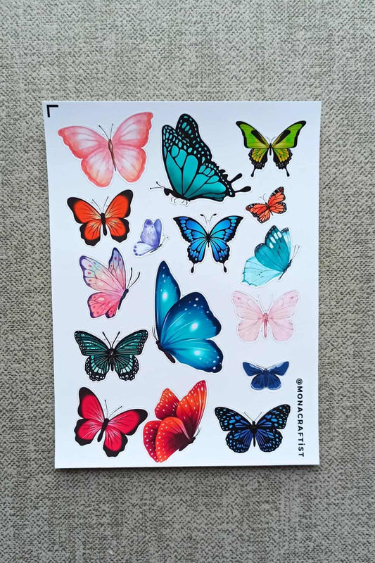 16 Adet Kelebek Sticker Bullet Journal Scrapbook Laptop Sticker