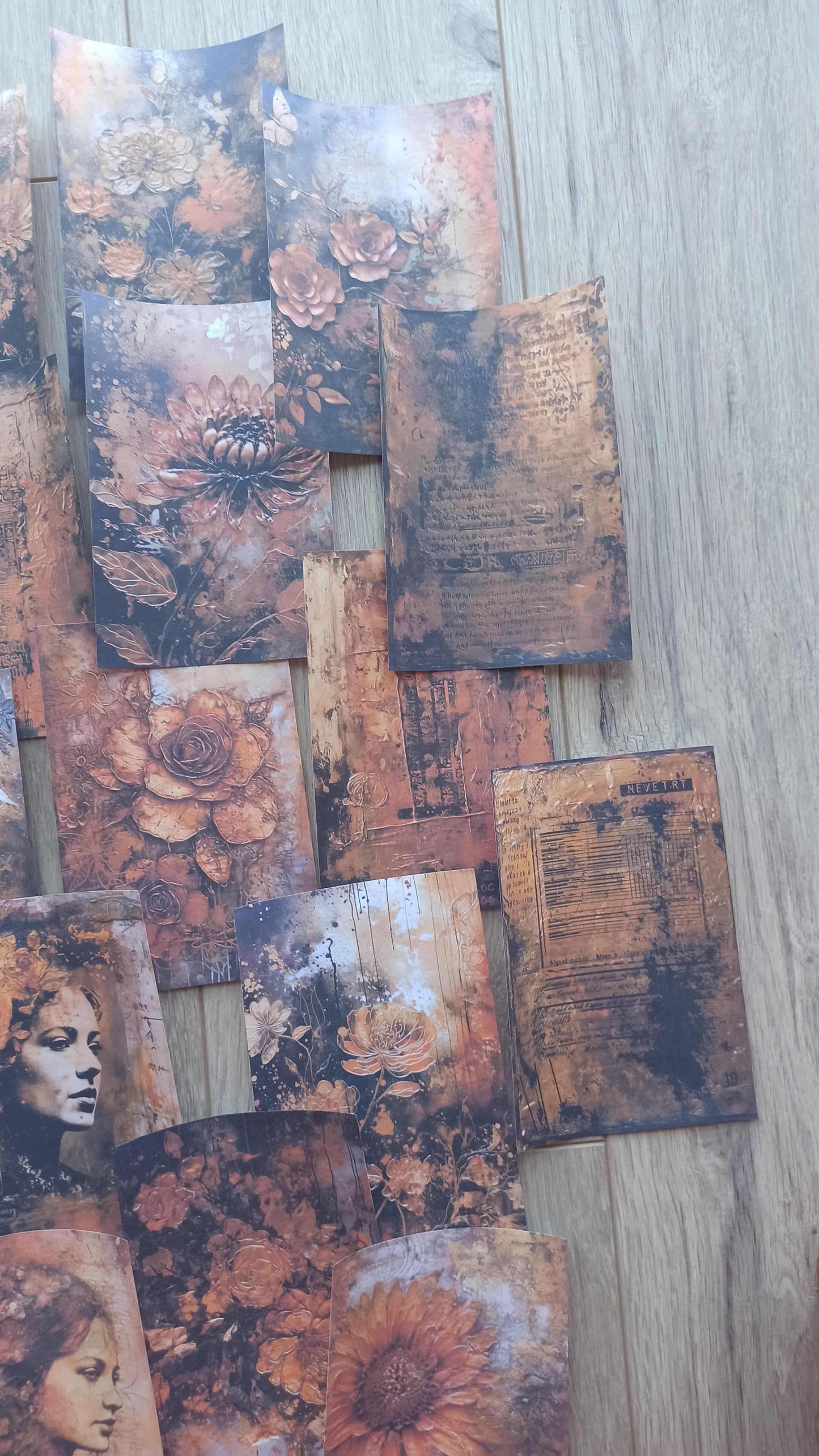 21 Adet Eskitme Vintage Rustik Temalı Scrapbook Kağıt Seti Bullet Journal Dekupaj Kağıdı