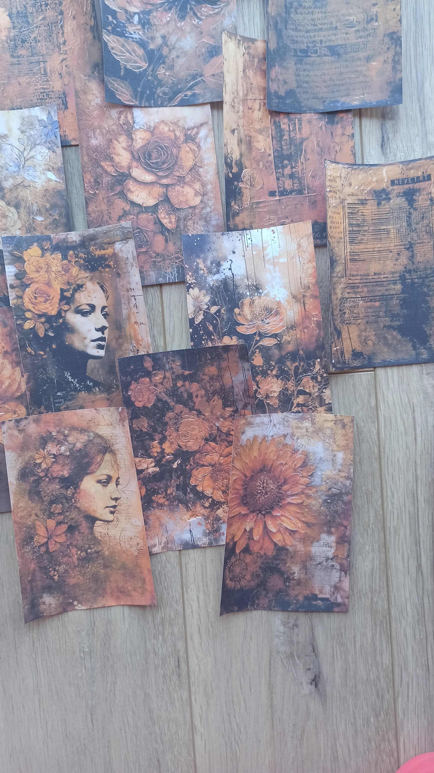 21 Adet Eskitme Vintage Rustik Temalı Scrapbook Kağıt Seti Bullet Journal Dekupaj Kağıdı