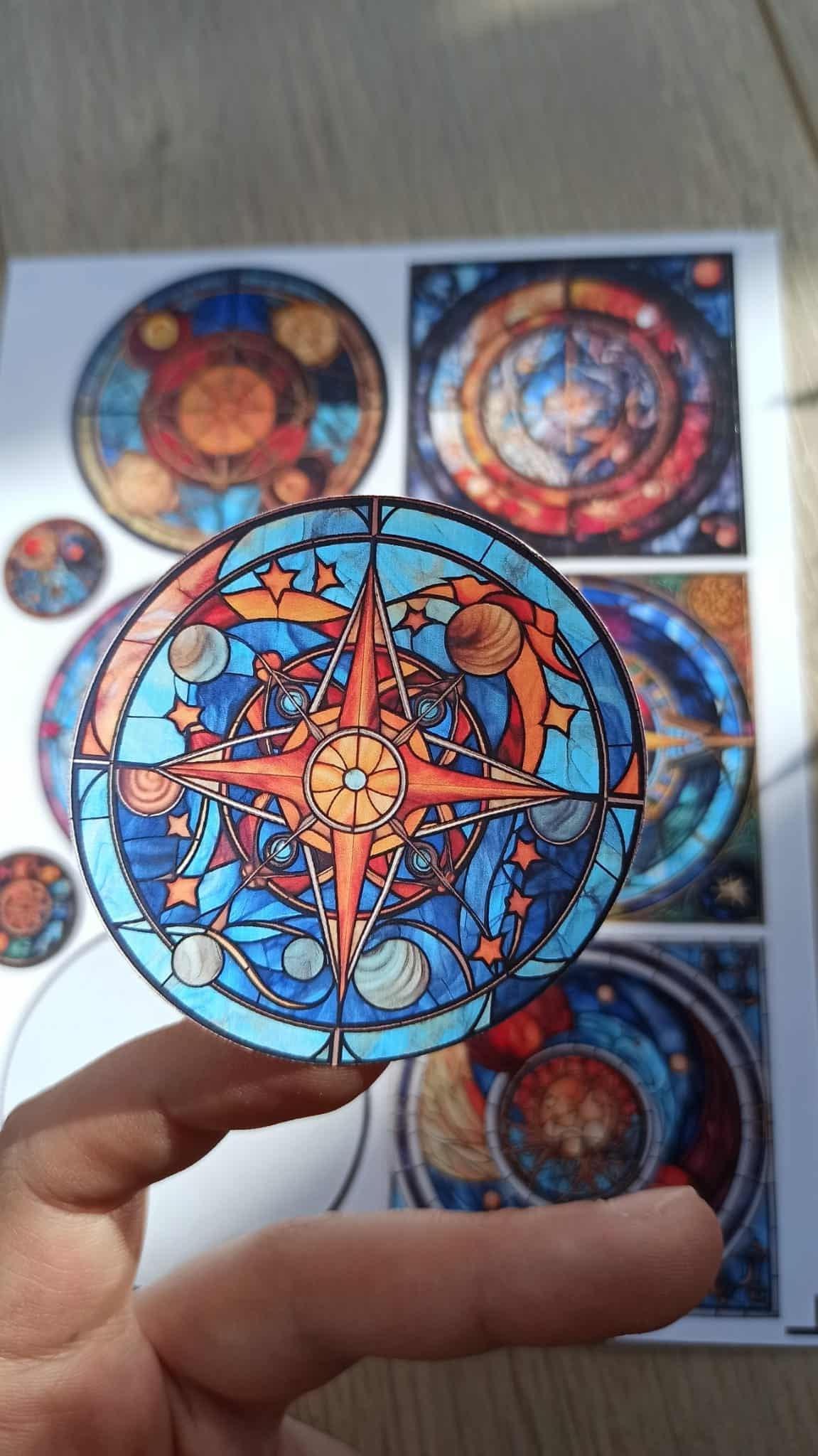 20 Adet Vitray Sticker Seti Bullet Journal Laptop Termos Scrapbook Renkli Cam Yuvarlak Kare Sticker