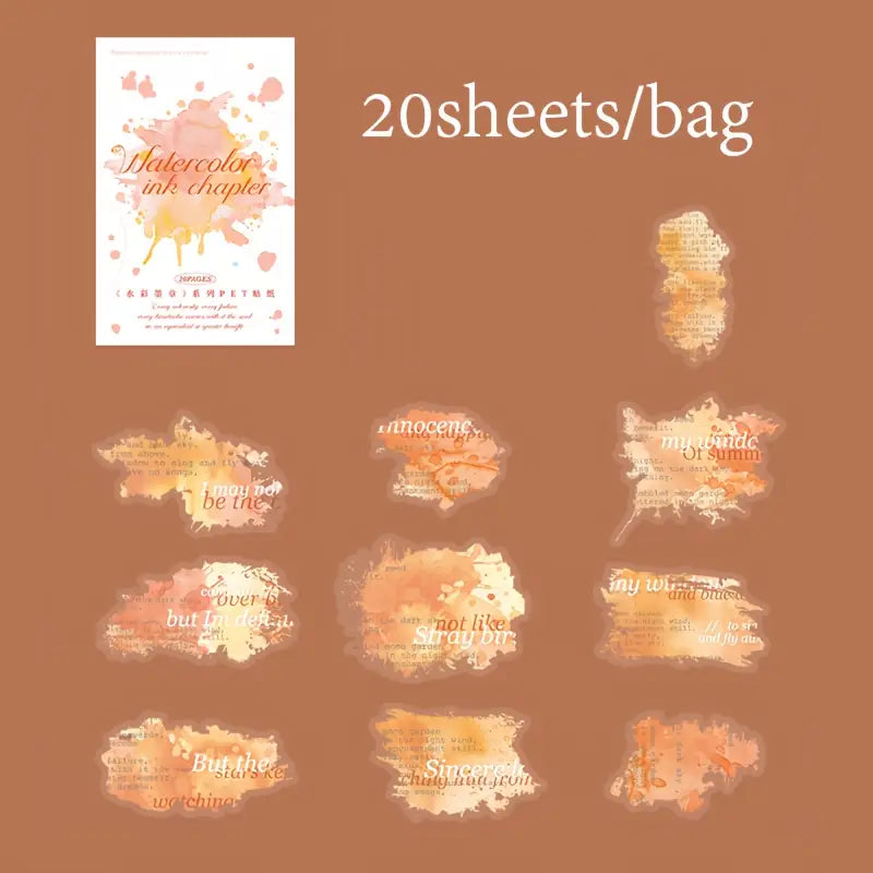 20 Adet Şeffaf Mürekkep Lekesi Sticker Seti Bullet Journal Scrapbook Şeffaf Sticker Laptop Ajanda Planlayıcı