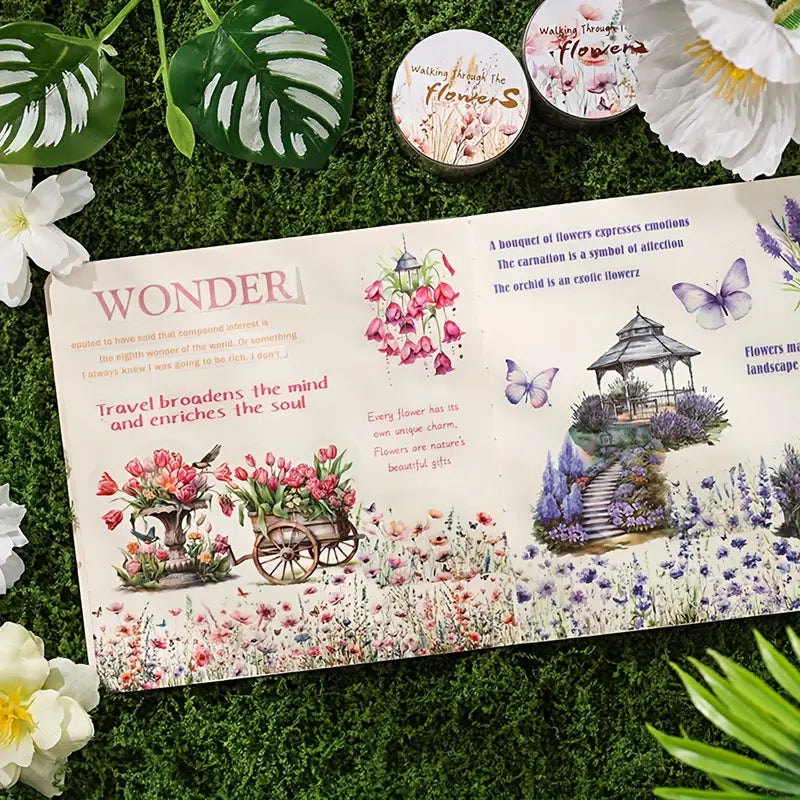 Şeffaf Çiçek Şerit Pet Bant Rulo 3cmx2m Scrapbook Bullet Journal Ajanda Washi Tape