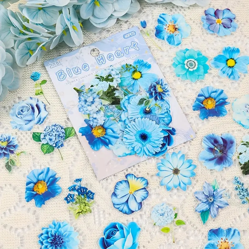 60 Adet Gerçek Görünümlü Şeffaf Çiçek Sticker Seti Bullet Journal Scrapbook Şeffaf Sticker Laptop Ajanda Planlayıcı