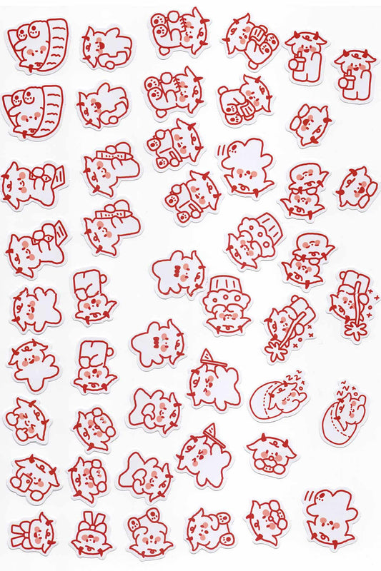 50 Adet Kawaii İnek Sticker Seti Bullet Journal Scrapbook Laptop Ajanda Planlayıcı Mini Sevimli