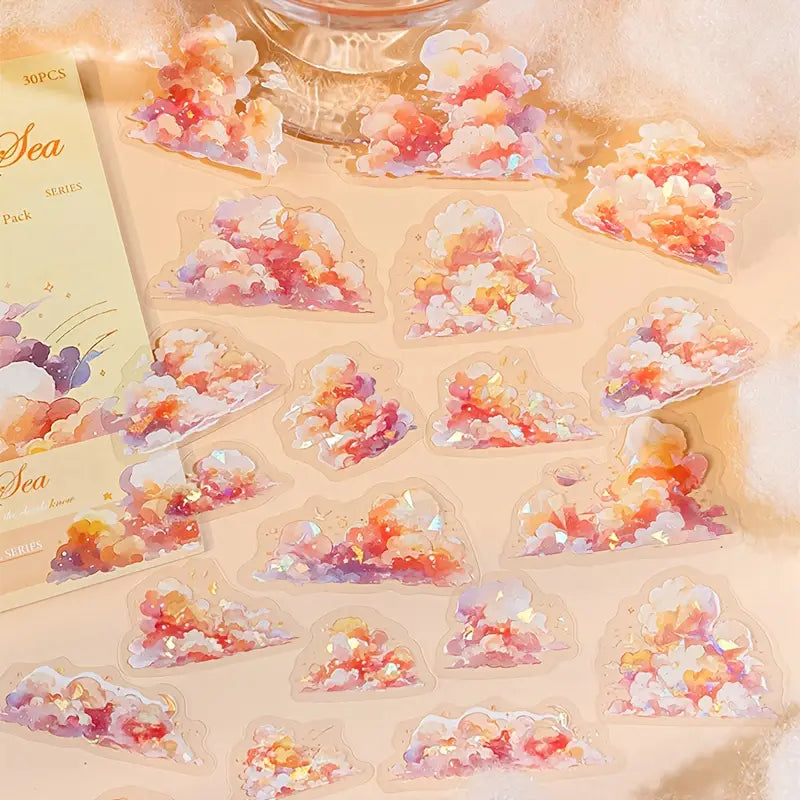 30 Adet Şeffaf Bulut Sticker Seti Bullet Journal Scrapbook Şeffaf Sticker Laptop Ajanda Planlayıcı