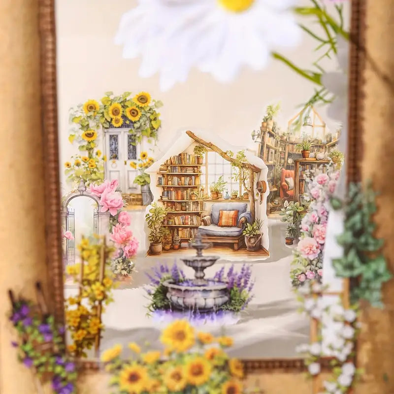 30 Adet Şeffaf Bahçe Temalı Sticker Seti Bullet Journal Scrapbook Şeffaf Sticker Laptop Ajanda Planlayıcı