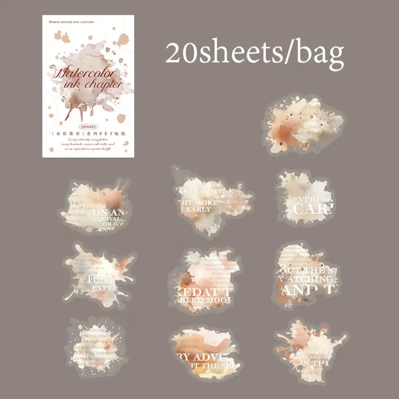 20 Adet Şeffaf Mürekkep Lekesi Sticker Seti Bullet Journal Scrapbook Şeffaf Sticker Laptop Ajanda Planlayıcı
