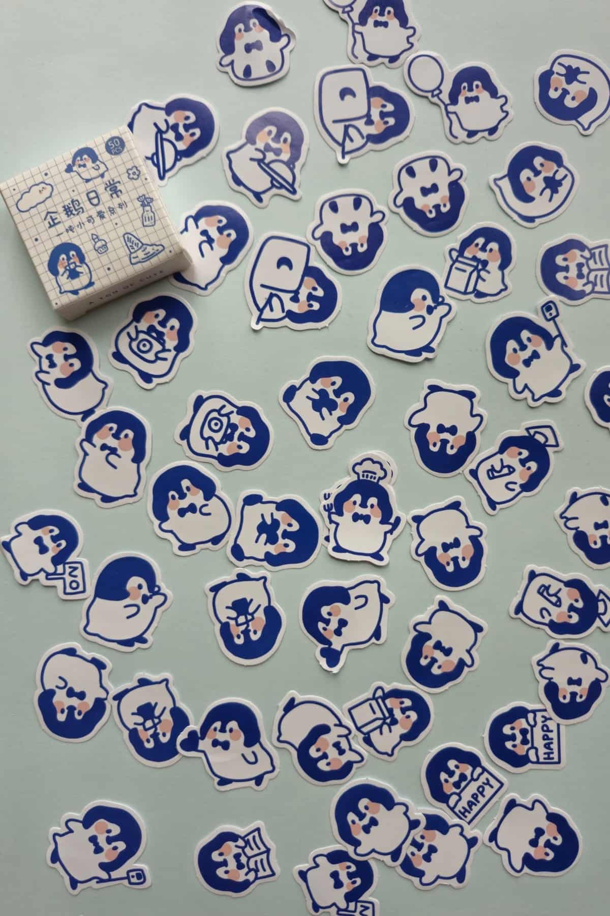 50 Adet Kawaii Penguen Sticker Seti Bullet Journal Scrapbook Laptop Ajanda Planlayıcı Mini Sevimli
