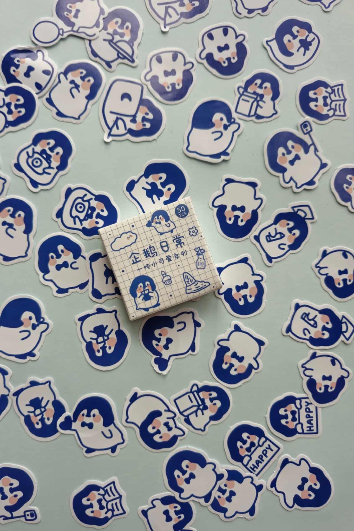 50 Adet Kawaii Penguen Sticker Seti Bullet Journal Scrapbook Laptop Ajanda Planlayıcı Mini Sevimli