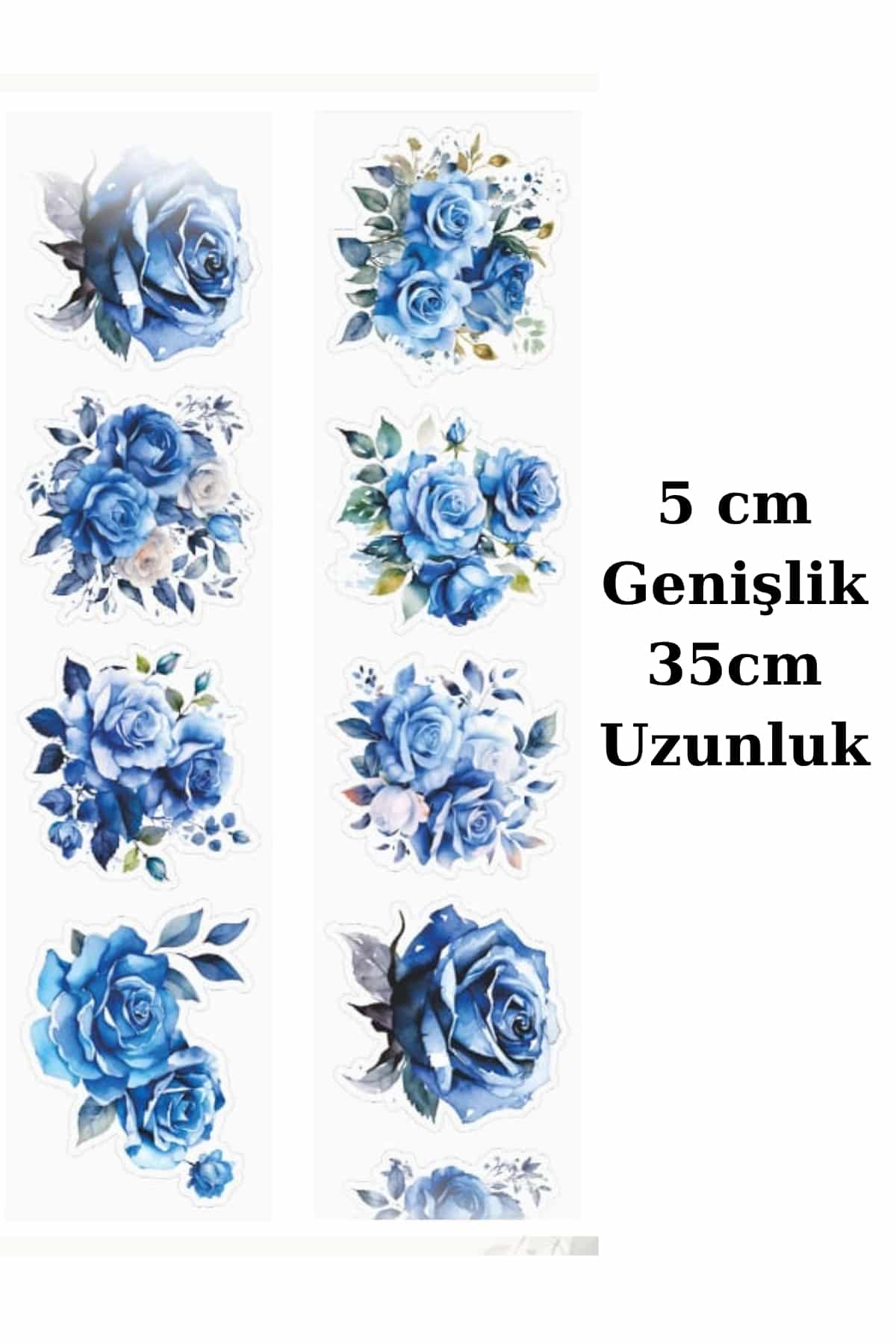 Şeffaf Çiçek Sticker Kesimli Bant Pet Tape Döngü 5x35cm Scrapbook Bullet Journal Ajanda Gül