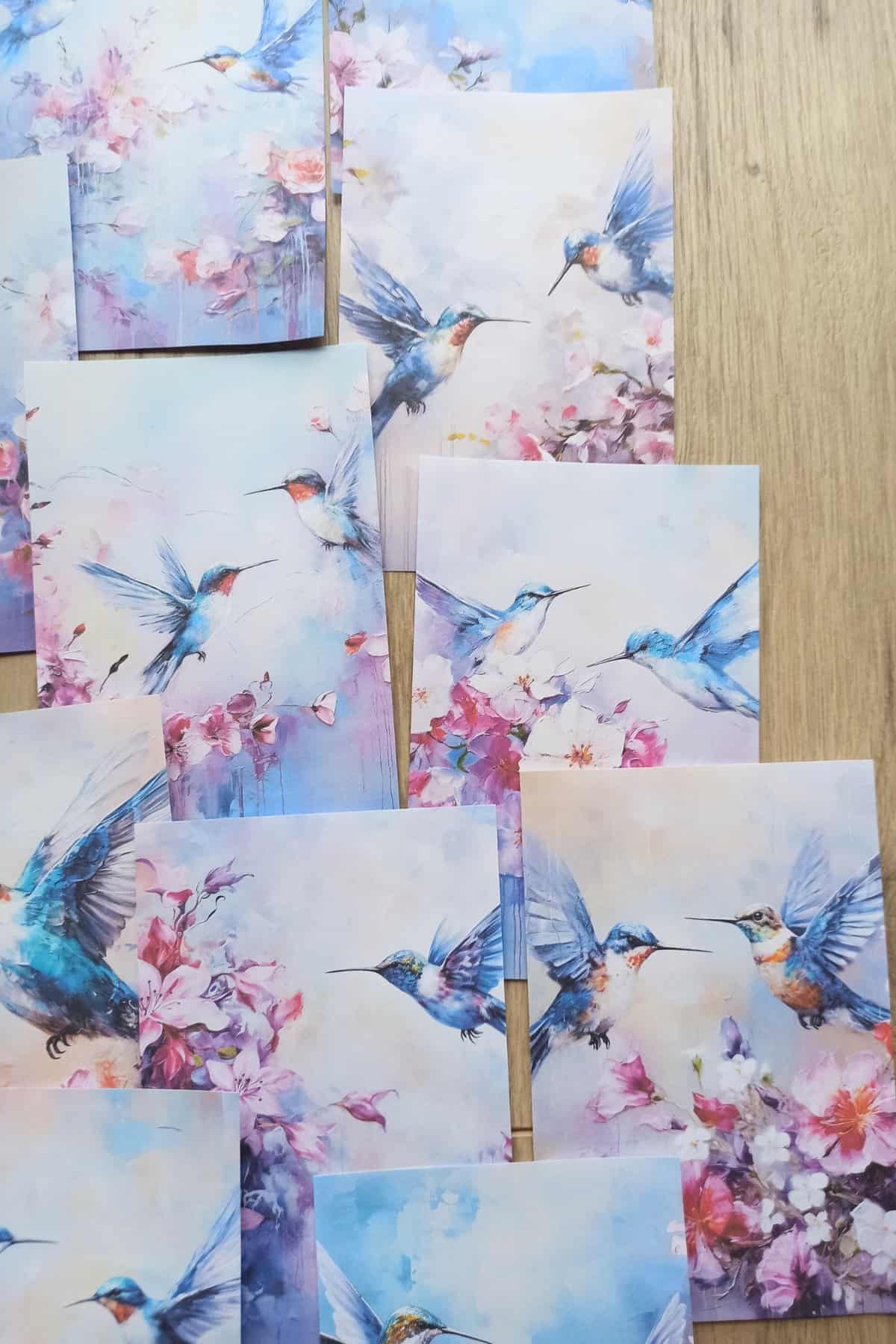 12 Adet Sakura Kuş Temalı Scrapbook Kağıt Seti Bullet Journal Dekupaj Kağıdı