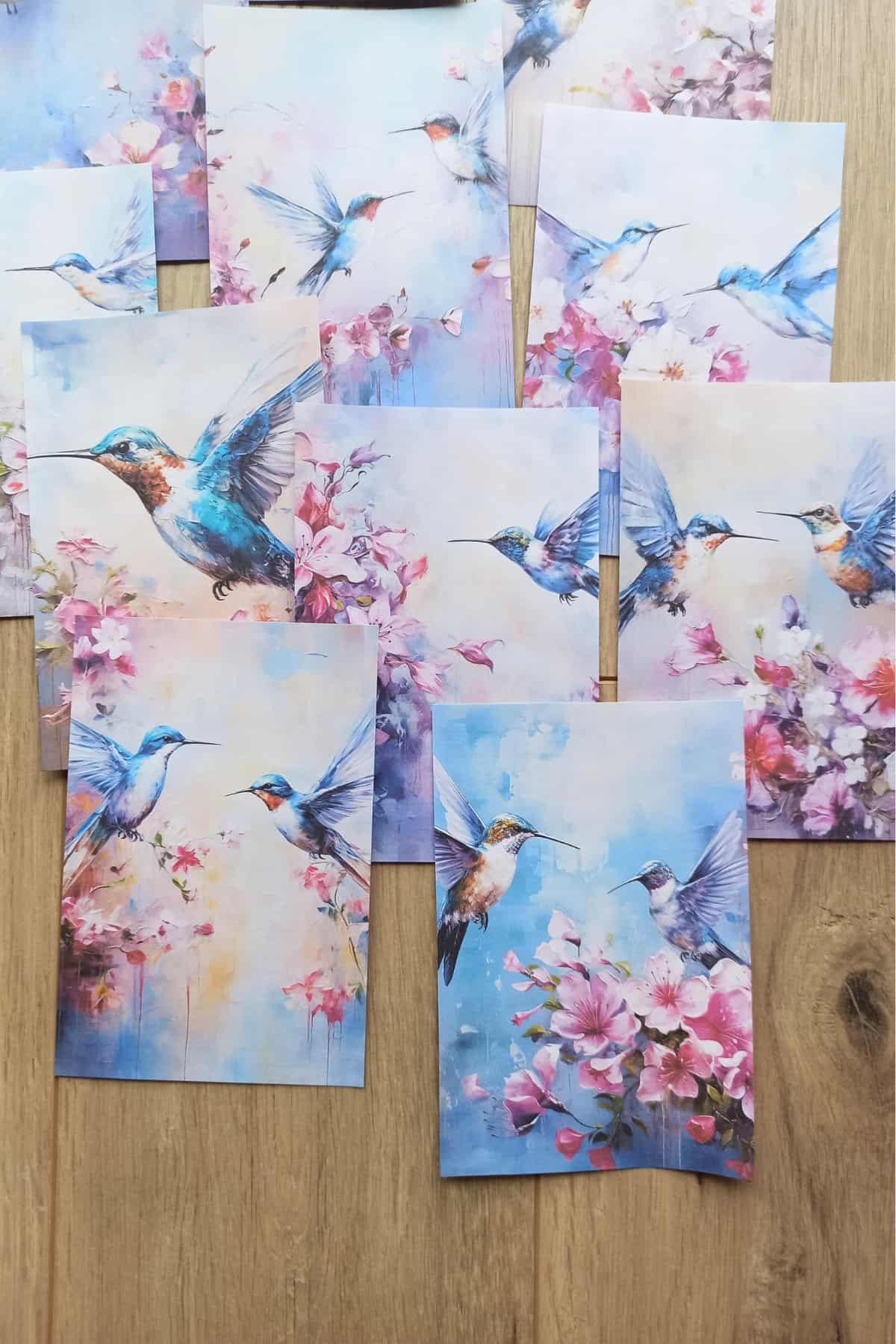 12 Adet Sakura Kuş Temalı Scrapbook Kağıt Seti Bullet Journal Dekupaj Kağıdı
