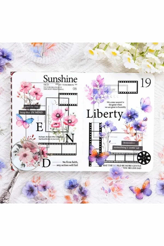 60 Adet Şeffaf Mor Çiçek Sticker Bullet Journal Scrapbook Şeffaf Laptop Ajanda Planlayıcı