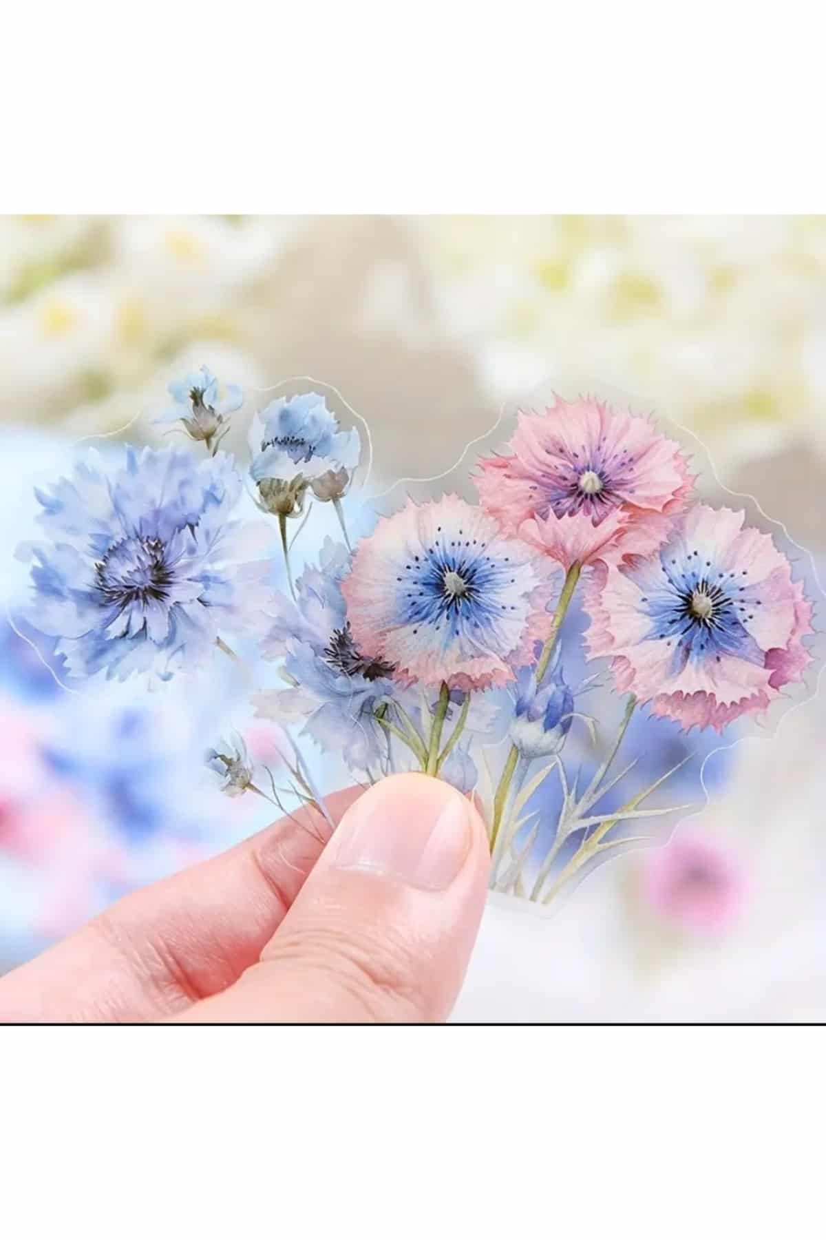 60 Adet Kutulu Şeffaf Çiçek Sticker Bullet Journal Scrapbook Şeffaf Laptop Ajanda Planlayıcı