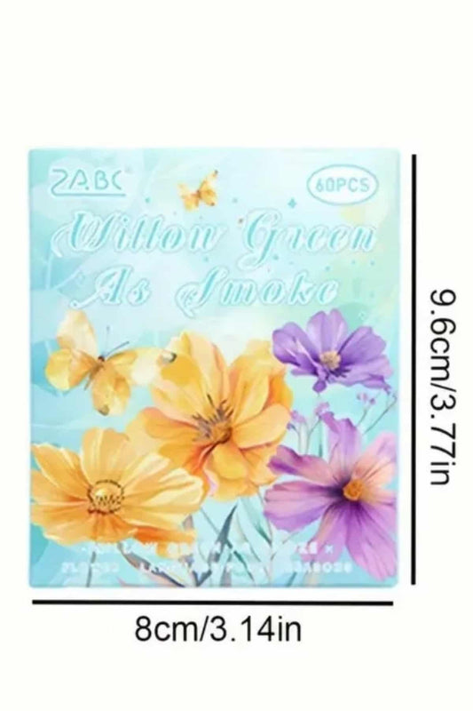 60 Adet Şeffaf Sarı Mor Çiçek Sticker Bullet Journal Scrapbook Şeffaf Laptop Ajanda Planlayıcı