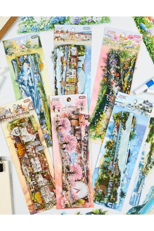 10 Adet Büyük Şeffaf Sticker Bullet Journal Scrapbook Ajanda Laptop Şerit