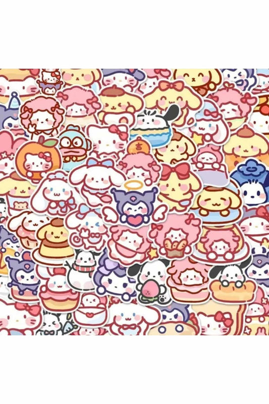 100 Adet Sanrio Sticker Seti Laptop Ajanda Planlayıcı Hello Kitty Kuromi Pompom Purin My Melody
