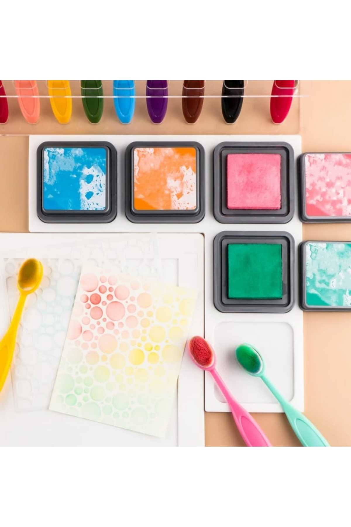 Mürekkep Karıştırma Fırçası Scrapbook Kaşık Fırça Saplı Fırça