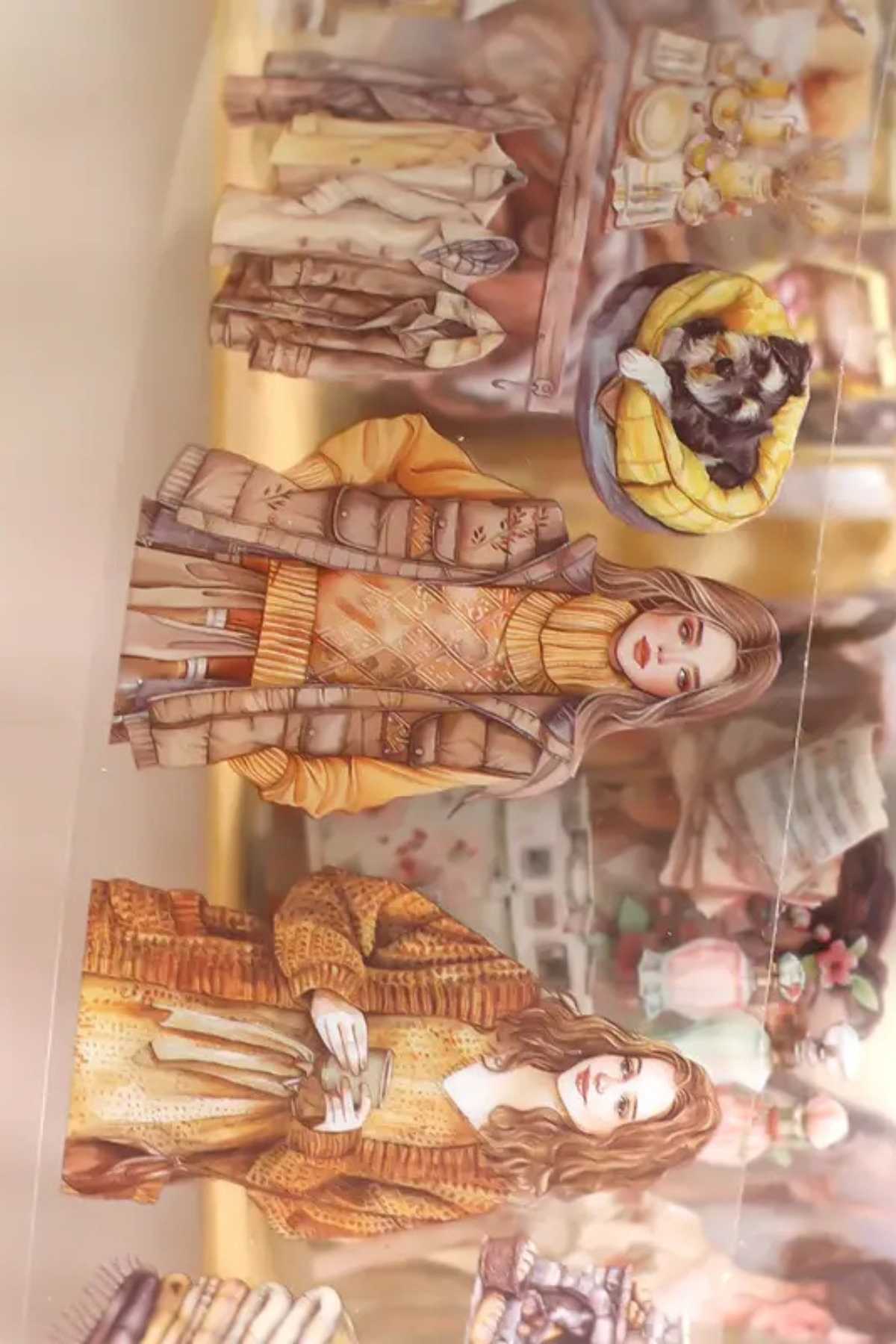 Şeffaf Kız Tema Pet Bant Rulo 6cmx2m Scrapbook Bullet Journal Ajanda Washi Tape