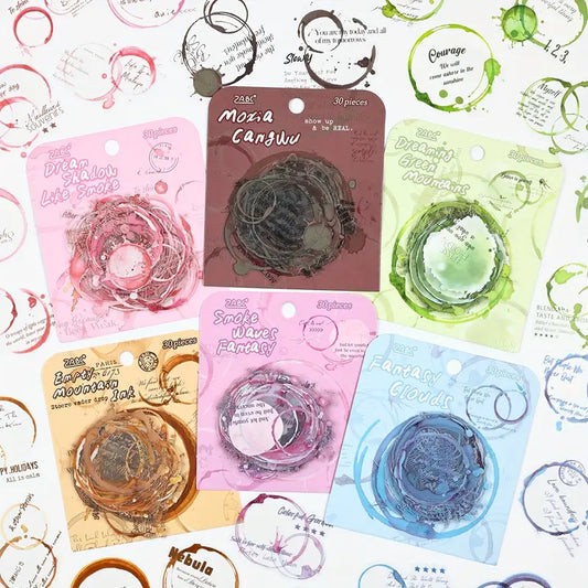 30 Adet Şeffaf Yazılı Leke Sticker Seti Bullet Journal Scrapbook Şeffaf  Sticker Laptop Ajanda Planlayıcı
