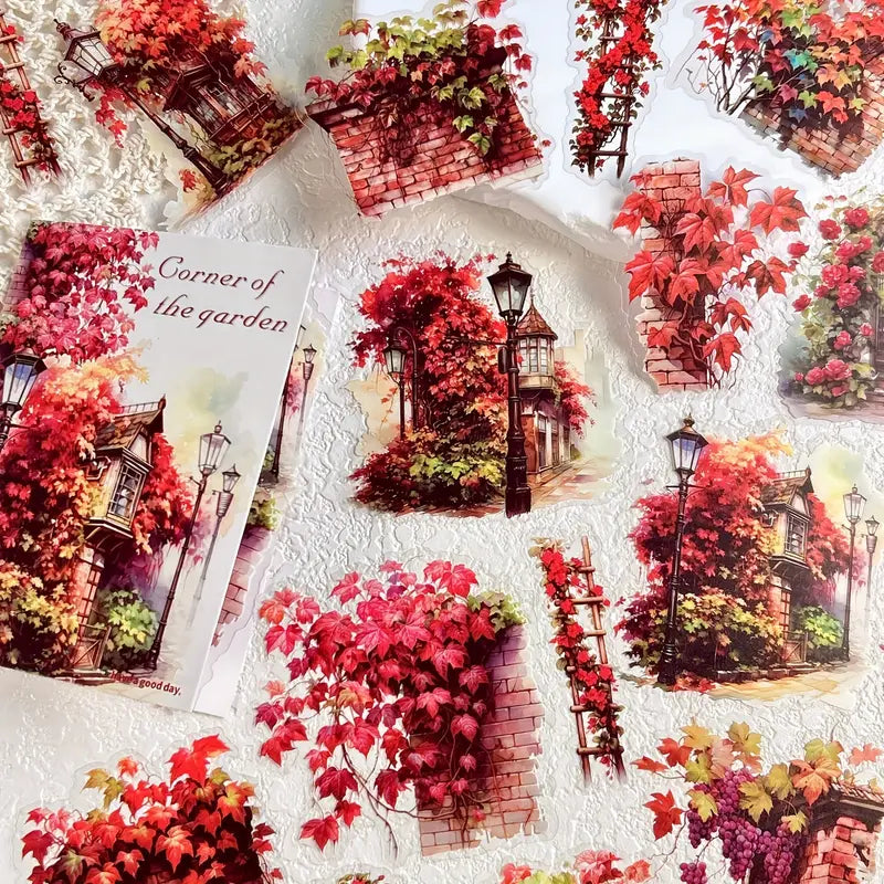 30 Adet Şeffaf Bahçe Temalı Sticker Seti Bullet Journal Scrapbook Şeffaf Sticker Laptop Ajanda Planlayıcı