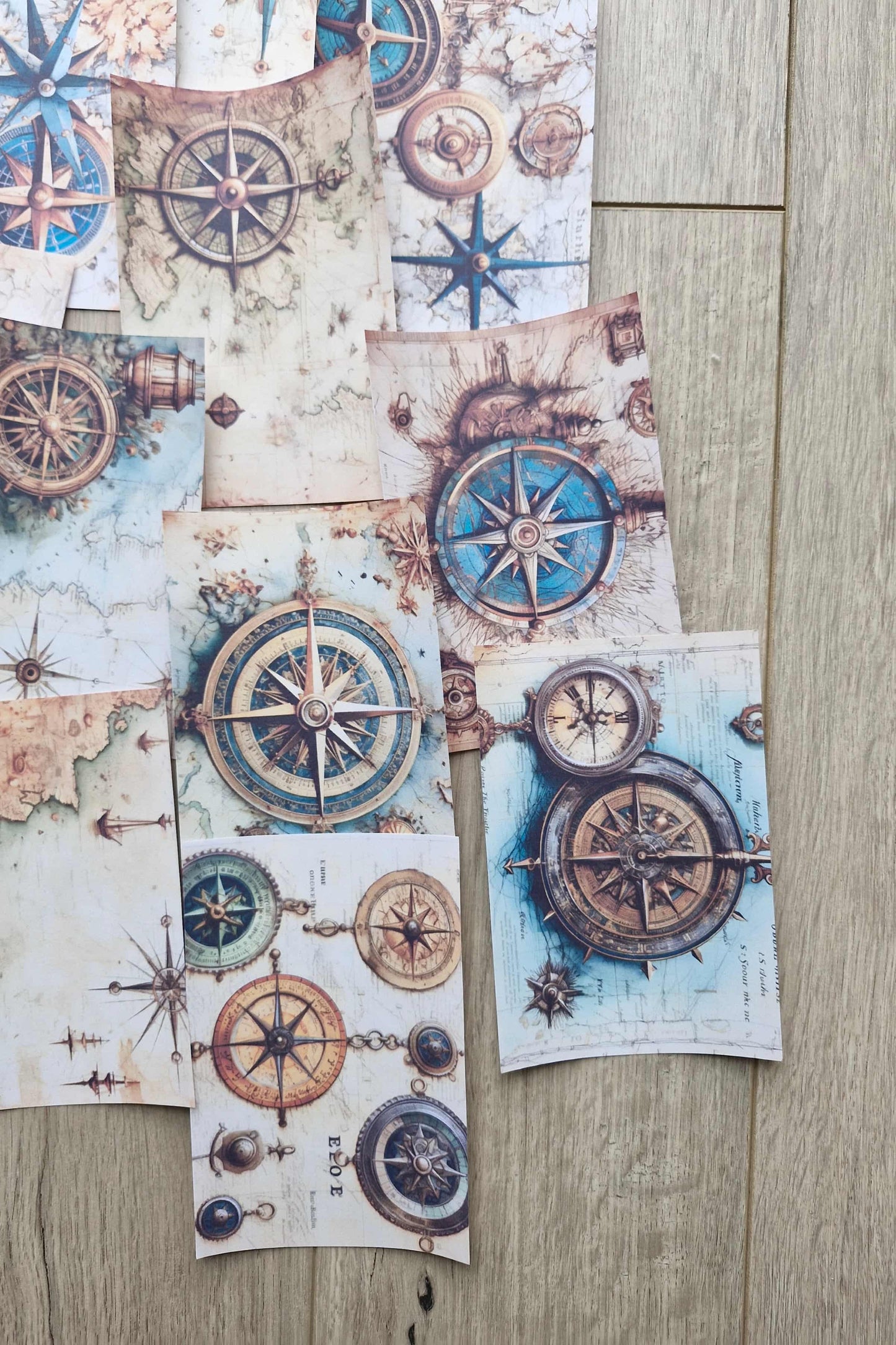 12 Adet Scrapbook Eskitme Pusula Harita Temalı Scrapbook Kağıt Seti Bullet Journal Dekupaj Kağıdı