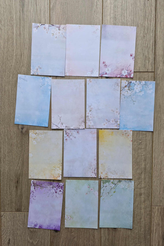 13 Adet Scrapbook Soft Pastel Sakura Temalı Scrapbook Kağıt Seti Bullet Journal Dekupaj Kağıdı