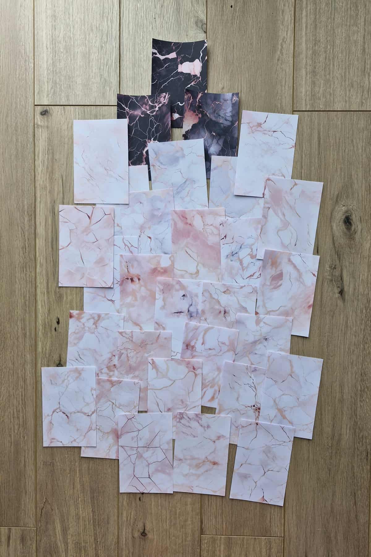 30 Adet Pembe Mermer Desen Temalı Scrapbook Kağıt Seti Bullet Journal Dekupaj Kağıdı