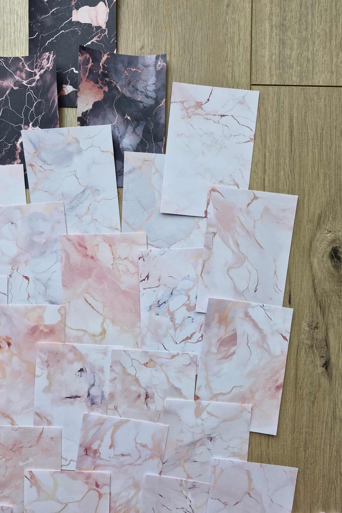 30 Adet Pembe Mermer Desen Temalı Scrapbook Kağıt Seti Bullet Journal Dekupaj Kağıdı