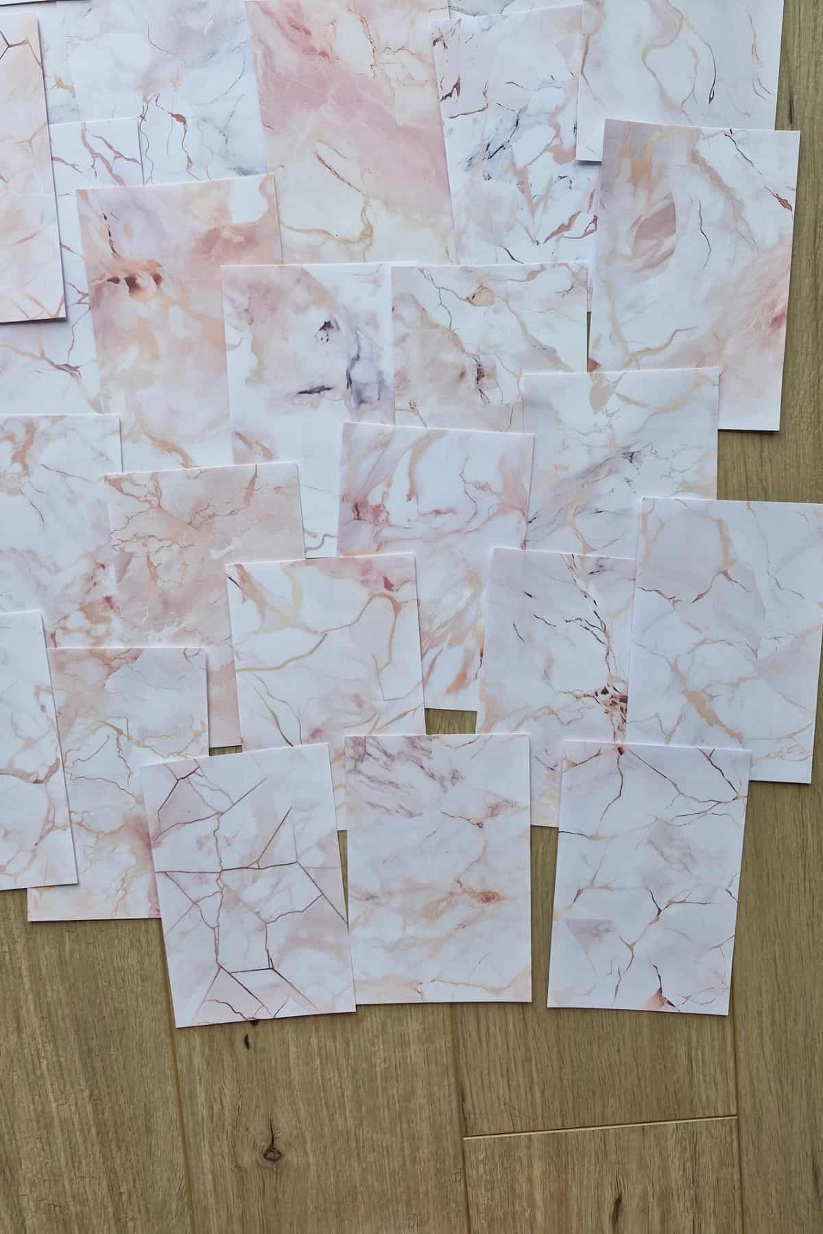 30 Adet Pembe Mermer Desen Temalı Scrapbook Kağıt Seti Bullet Journal Dekupaj Kağıdı
