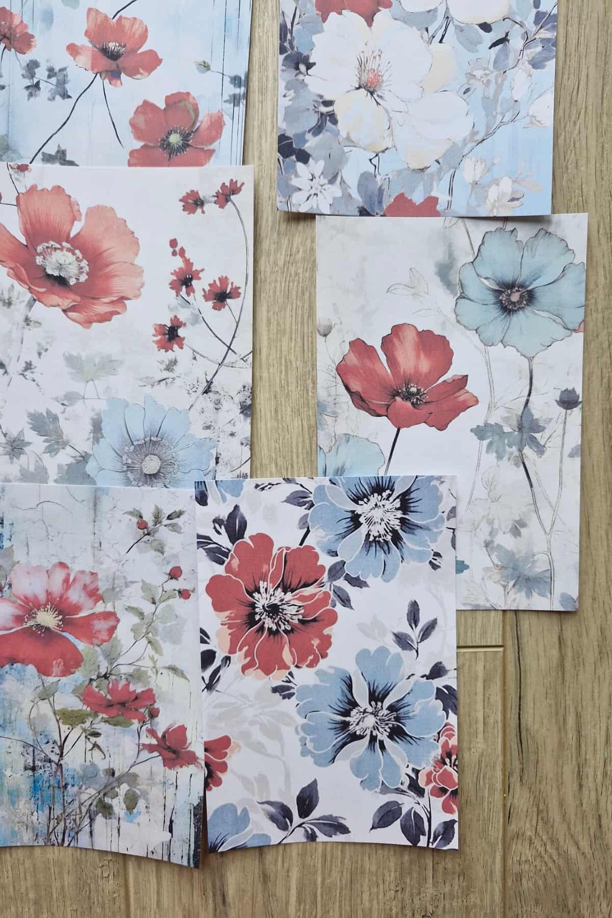 12 Adet Scrapbook Gelincik Çiçek Temalı Scrapbook Kağıt Seti Bullet Journal Dekupaj Kağıdı