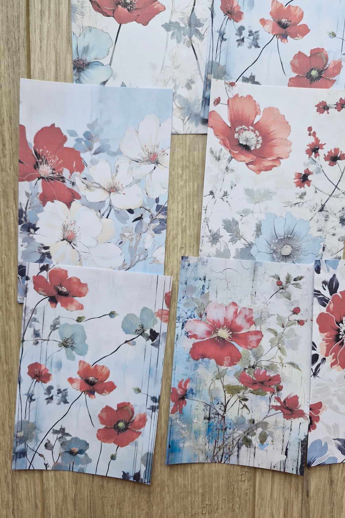 12 Adet Scrapbook Gelincik Çiçek Temalı Scrapbook Kağıt Seti Bullet Journal Dekupaj Kağıdı