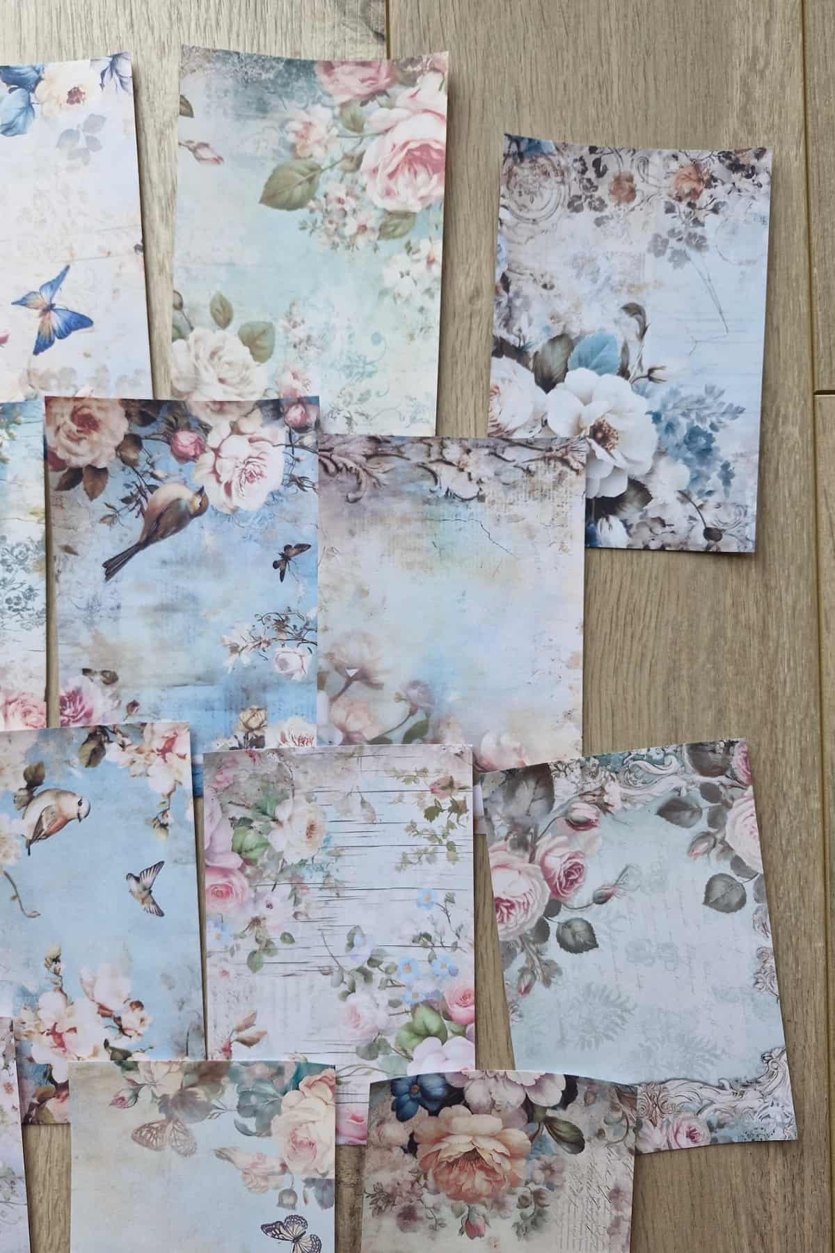 18 Adet Eskitme Vintage Gül Temalı Scrapbook Kağıt Seti Bullet Journal Dekupaj Kağıdı