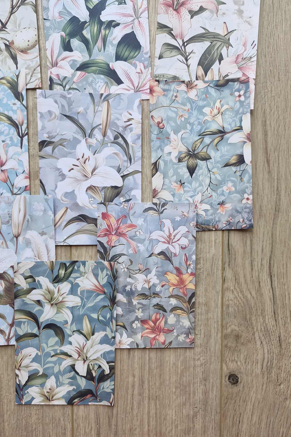 12 Adet Scrapbook Lilyum Çiçek Temalı Scrapbook Kağıt Seti Bullet Journal Dekupaj Kağıdı
