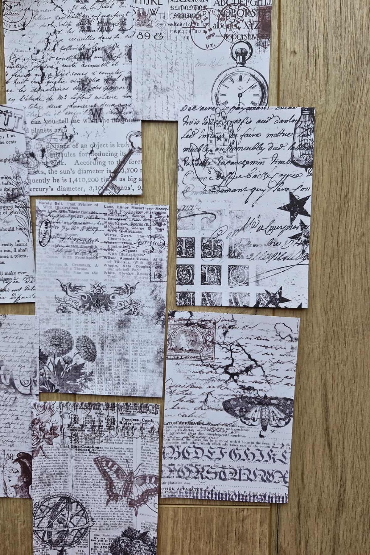 8 Adet Siyah Beyaz Yazı Temalı Scrapbook Kağıt Seti Bullet Journal Dekupaj Kağıdı