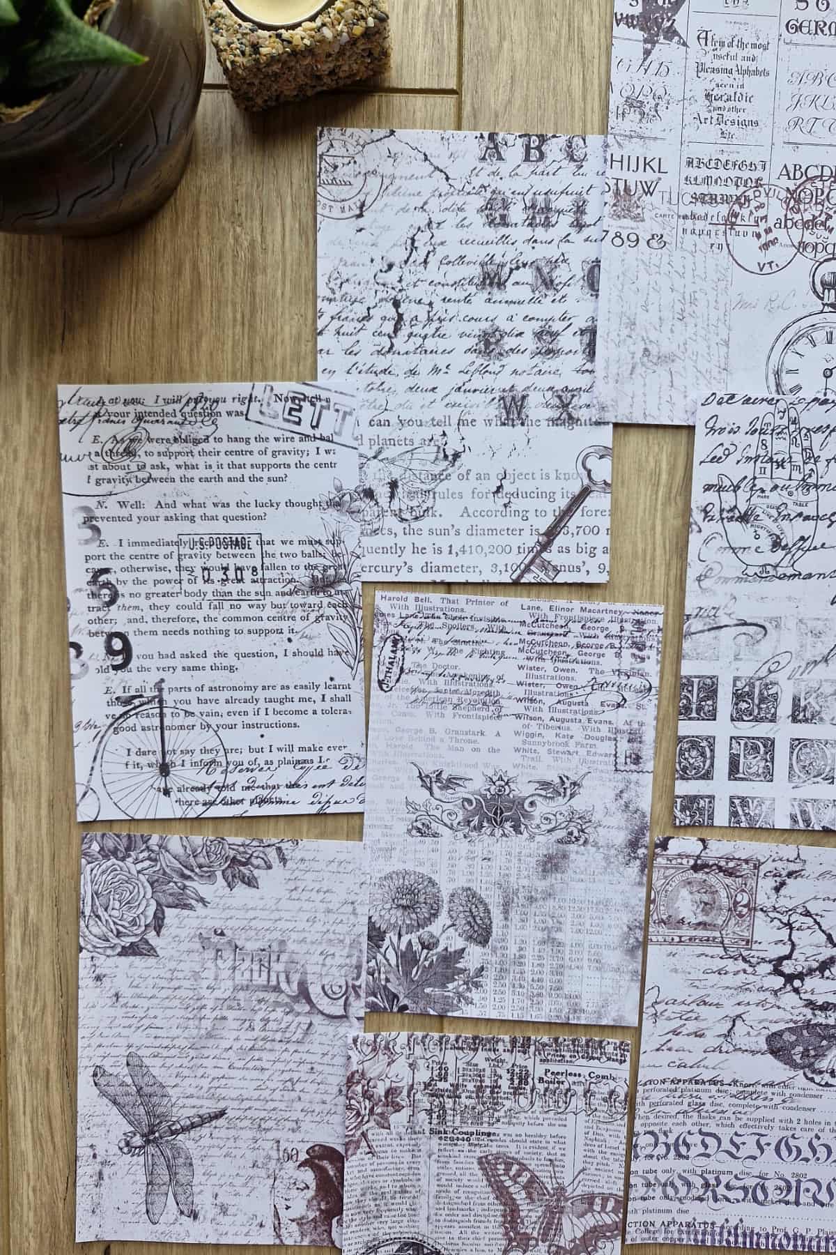 8 Adet Siyah Beyaz Yazı Temalı Scrapbook Kağıt Seti Bullet Journal Dekupaj Kağıdı