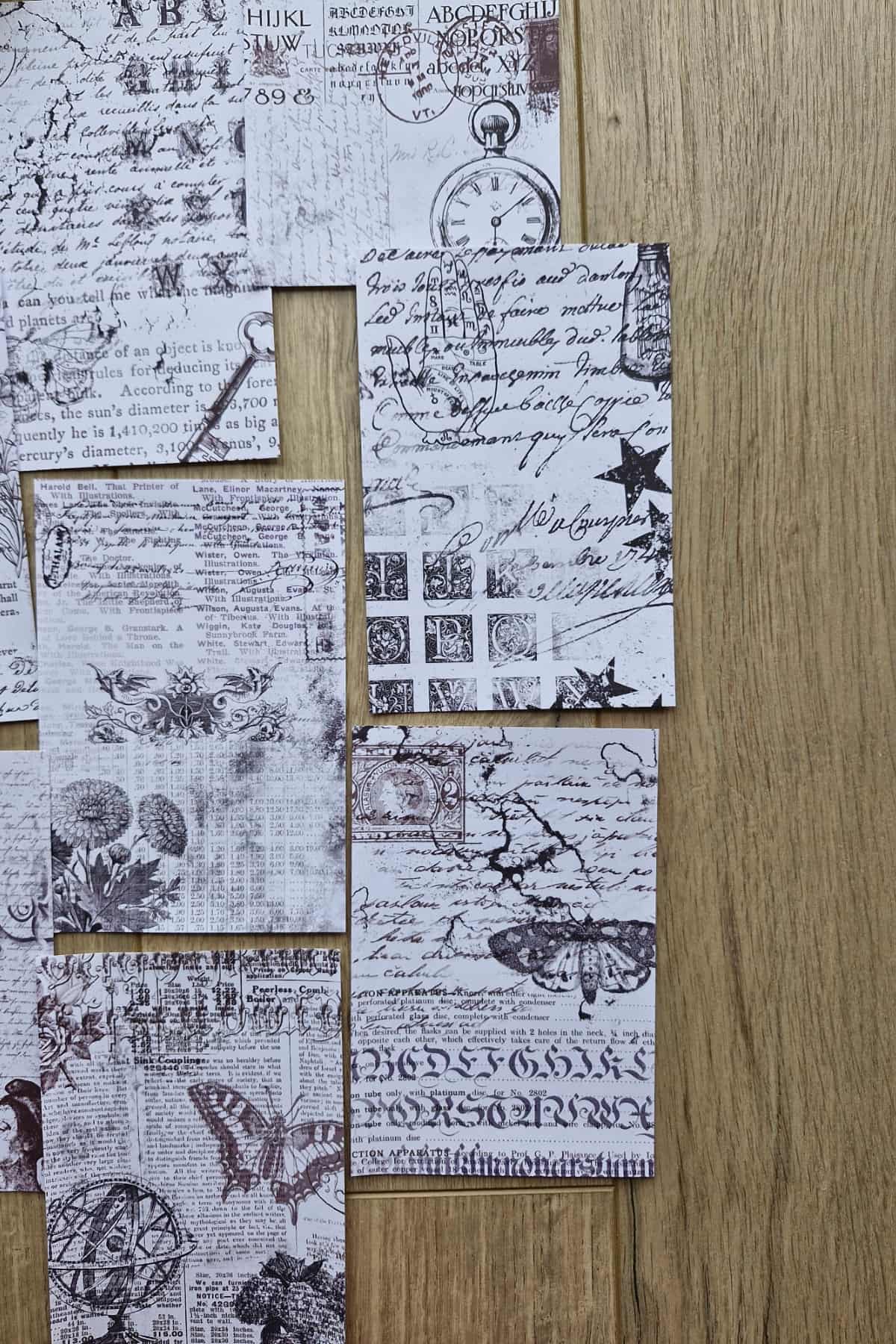 8 Adet Siyah Beyaz Yazı Temalı Scrapbook Kağıt Seti Bullet Journal Dekupaj Kağıdı