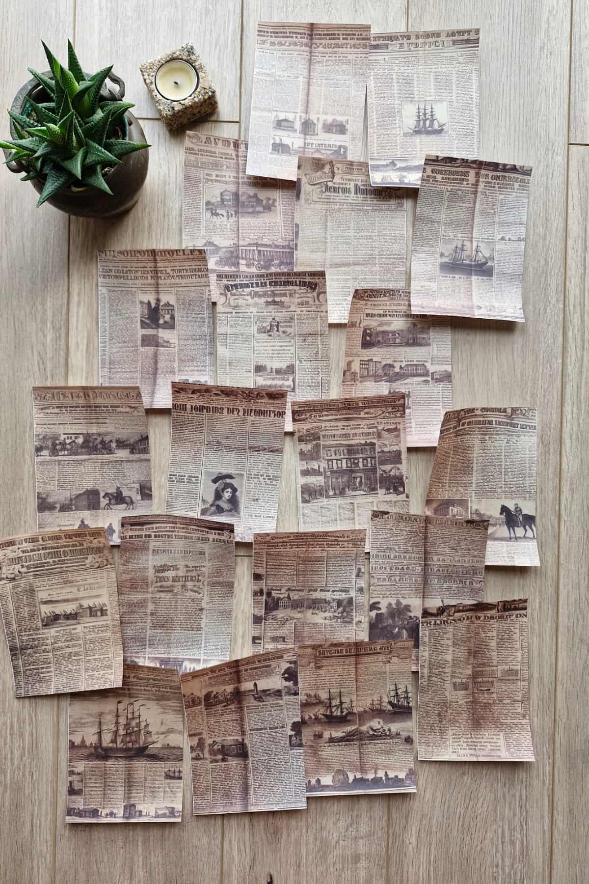 20 Adet Eskitme Gazete Sayfası Scrapbook Kağıt Seti Bullet Journal Dekupaj Kağıdı