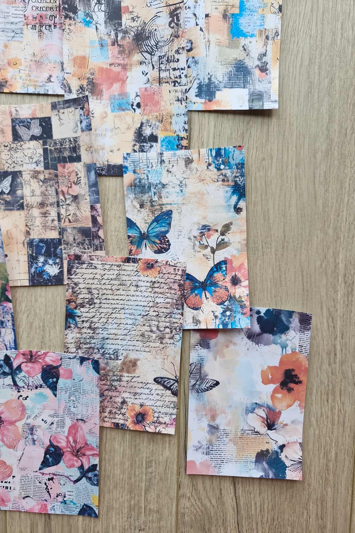 12 Adet Scrapbook Eskitme Kelebek Çiçek Temalı Scrapbook Kağıt Seti Bullet Journal Dekupaj Kağıdı
