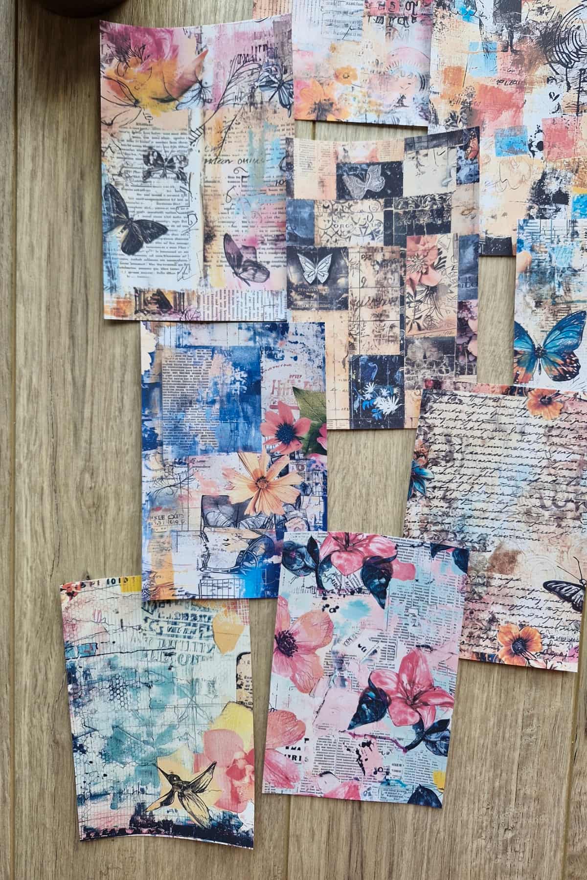 12 Adet Scrapbook Eskitme Kelebek Çiçek Temalı Scrapbook Kağıt Seti Bullet Journal Dekupaj Kağıdı