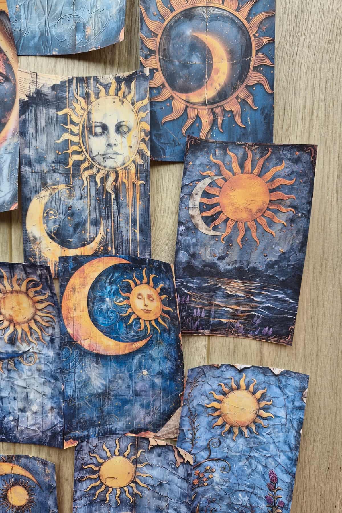 12 Adet Scrapbook Ay Güneş Temalı Scrapbook Kağıt Seti Bullet Journal Dekupaj Kağıdı