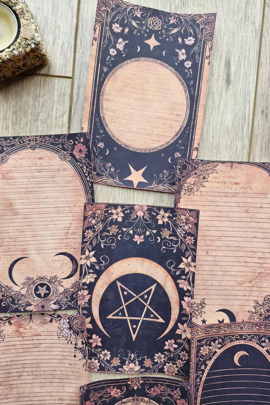 12 Adet Scrapbook Eskitme Antika Astroloji Temalı Scrapbook Kağıt Seti Bullet Journal Dekupaj Kağıdı