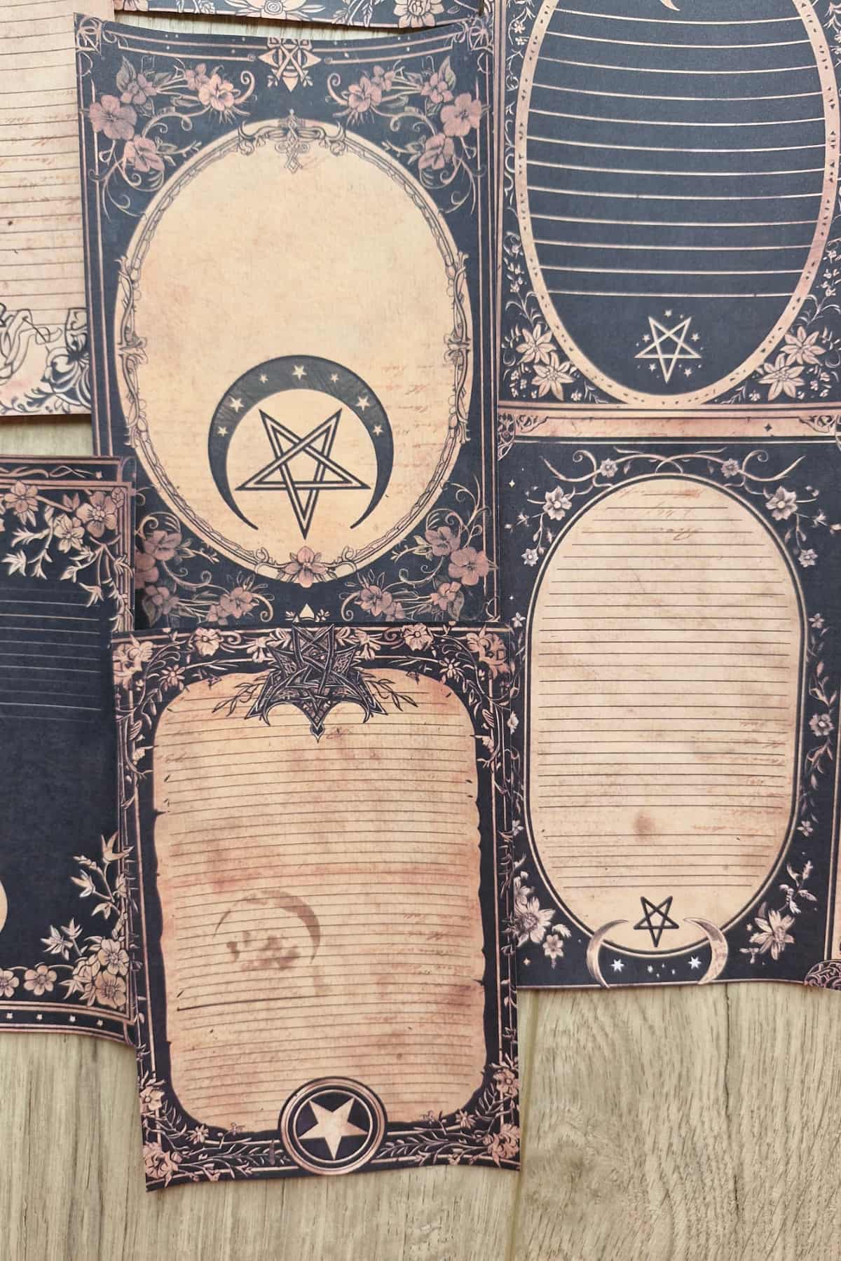 12 Adet Scrapbook Eskitme Antika Astroloji Temalı Scrapbook Kağıt Seti Bullet Journal Dekupaj Kağıdı