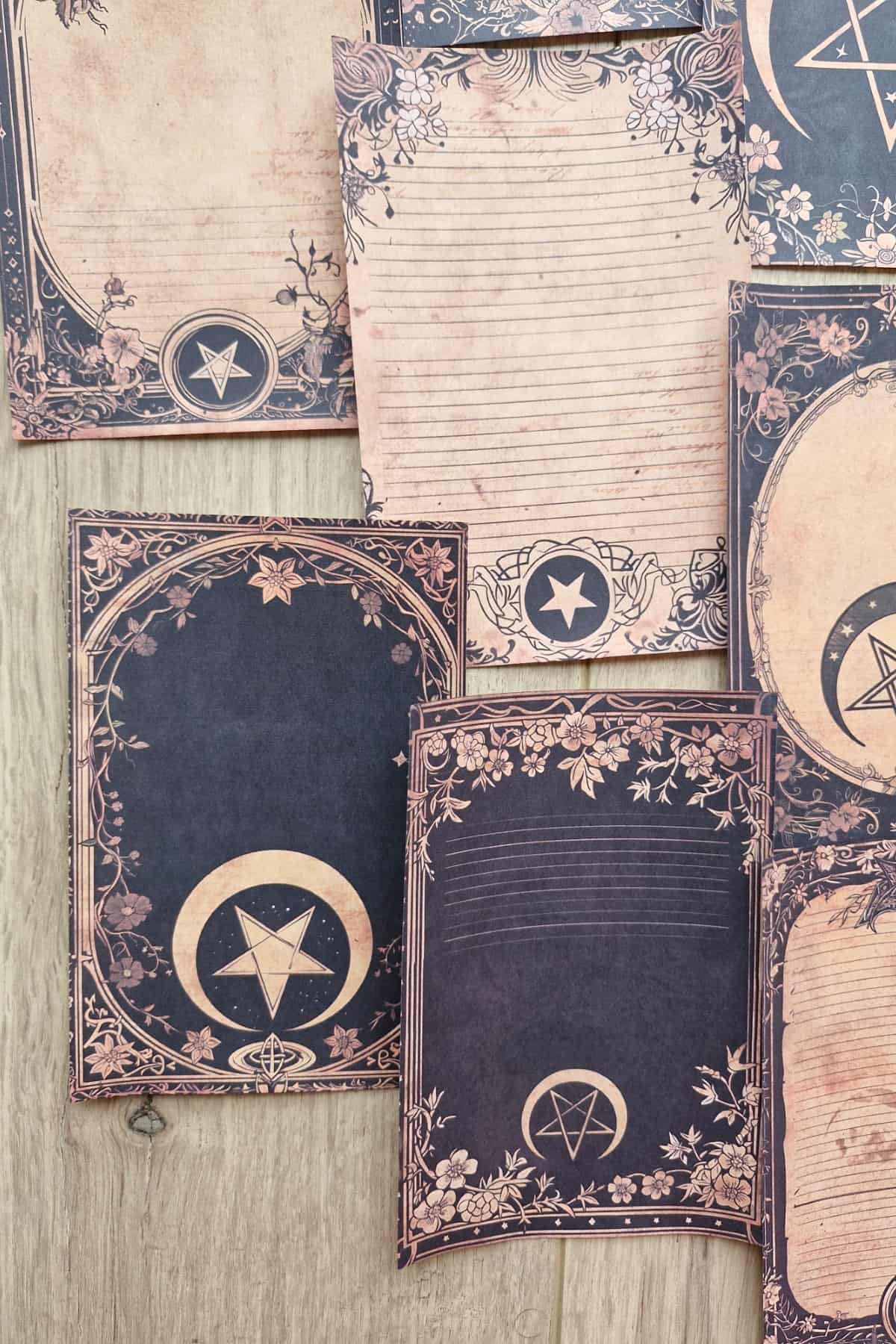 12 Adet Scrapbook Eskitme Antika Astroloji Temalı Scrapbook Kağıt Seti Bullet Journal Dekupaj Kağıdı