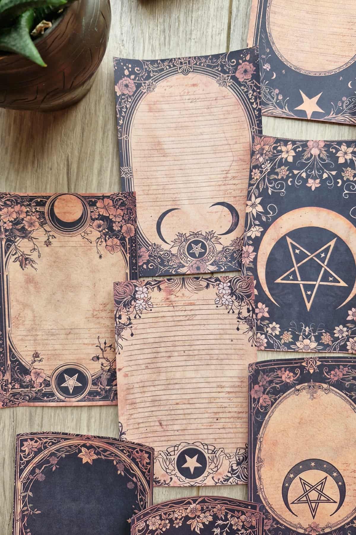 12 Adet Scrapbook Eskitme Antika Astroloji Temalı Scrapbook Kağıt Seti Bullet Journal Dekupaj Kağıdı