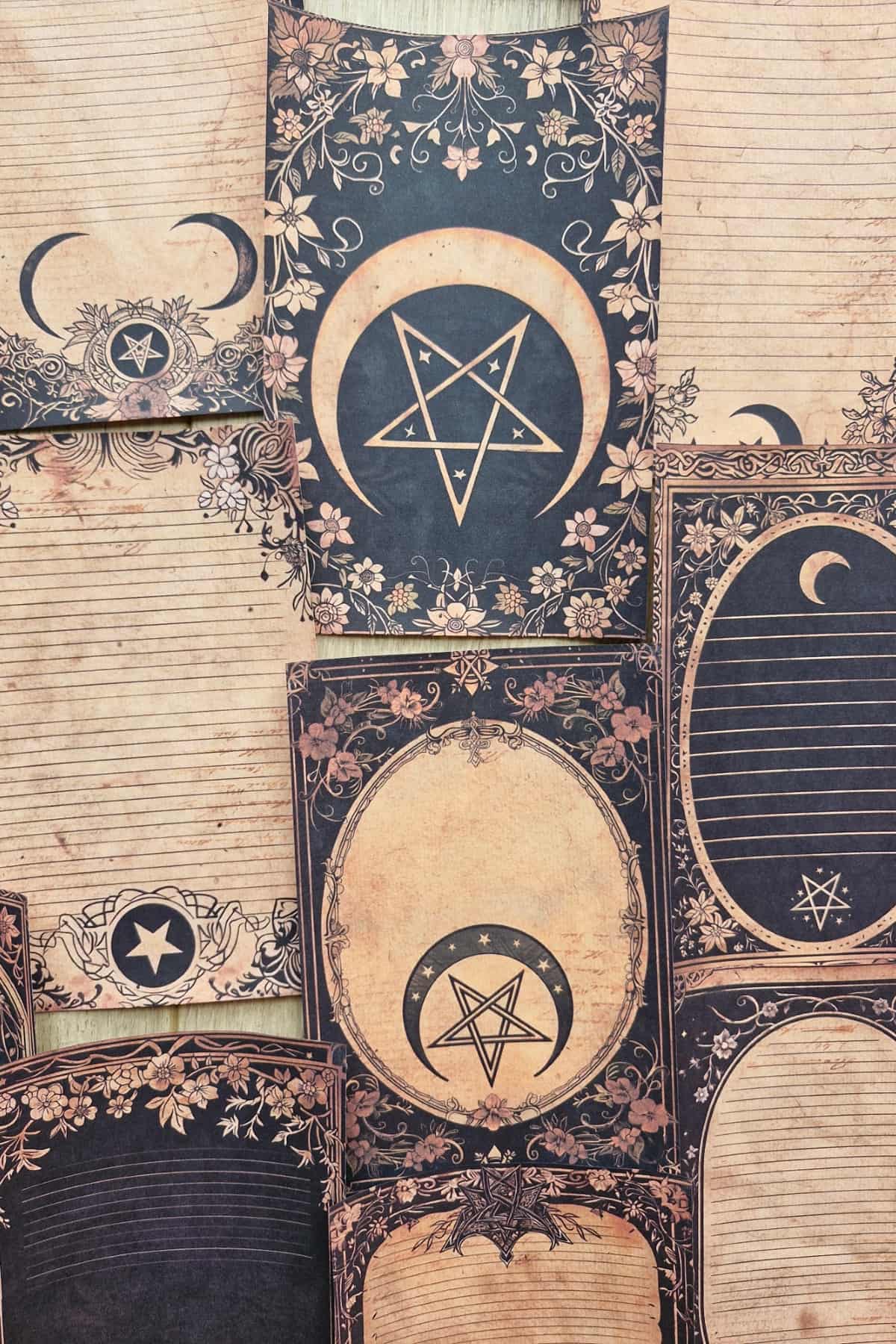 12 Adet Scrapbook Eskitme Antika Astroloji Temalı Scrapbook Kağıt Seti Bullet Journal Dekupaj Kağıdı