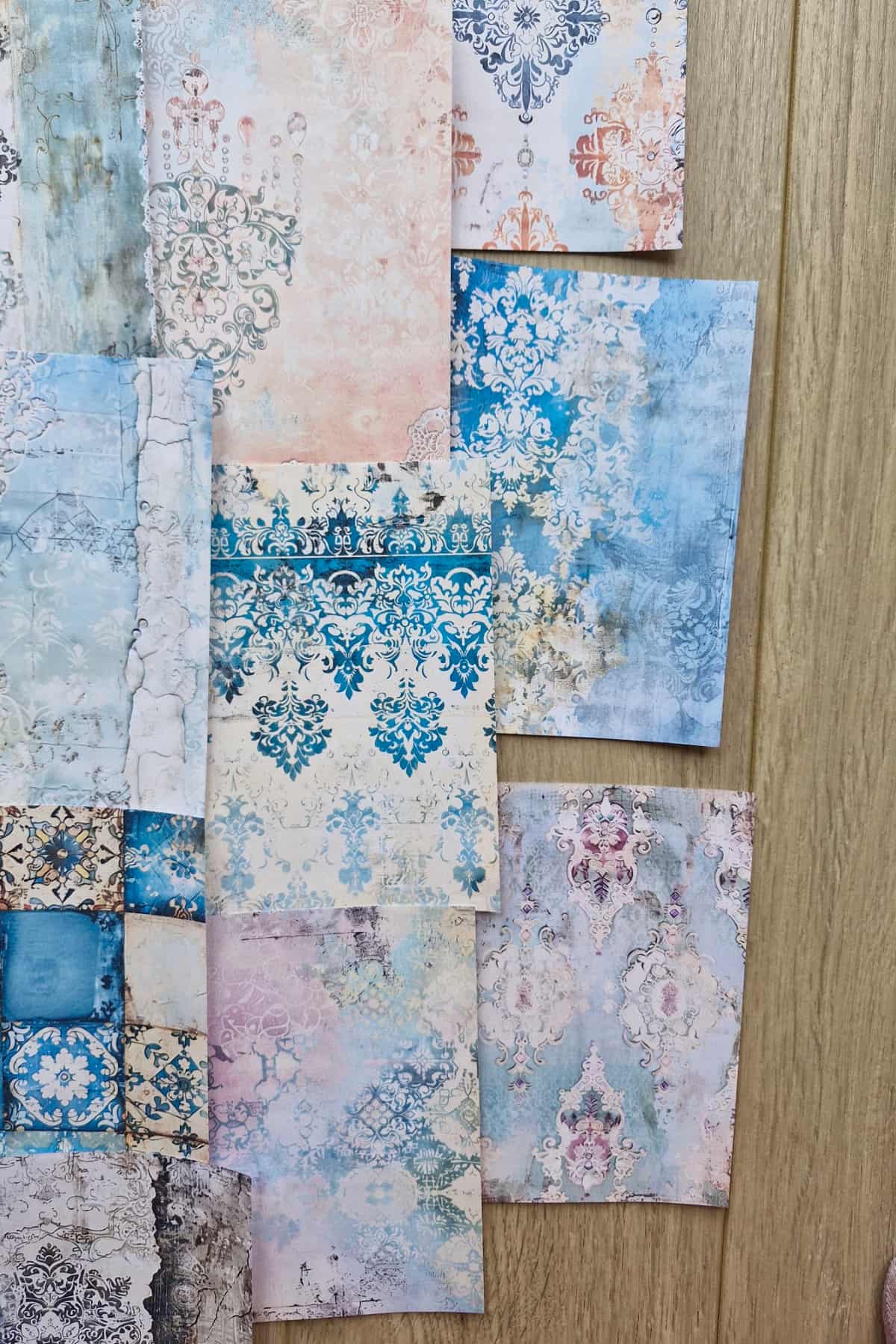 19 Adet Eskitme Çini Desen Temalı Scrapbook Kağıt Seti Bullet Journal Dekupaj Kağıdı