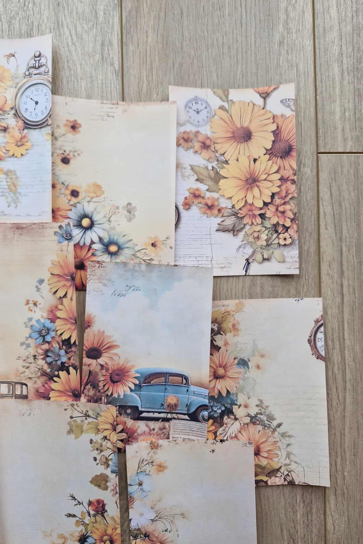 26 Adet Sonbahar Çiçek Temalı Scrapbook Kağıt Seti Bullet Journal Dekupaj Kağıdı