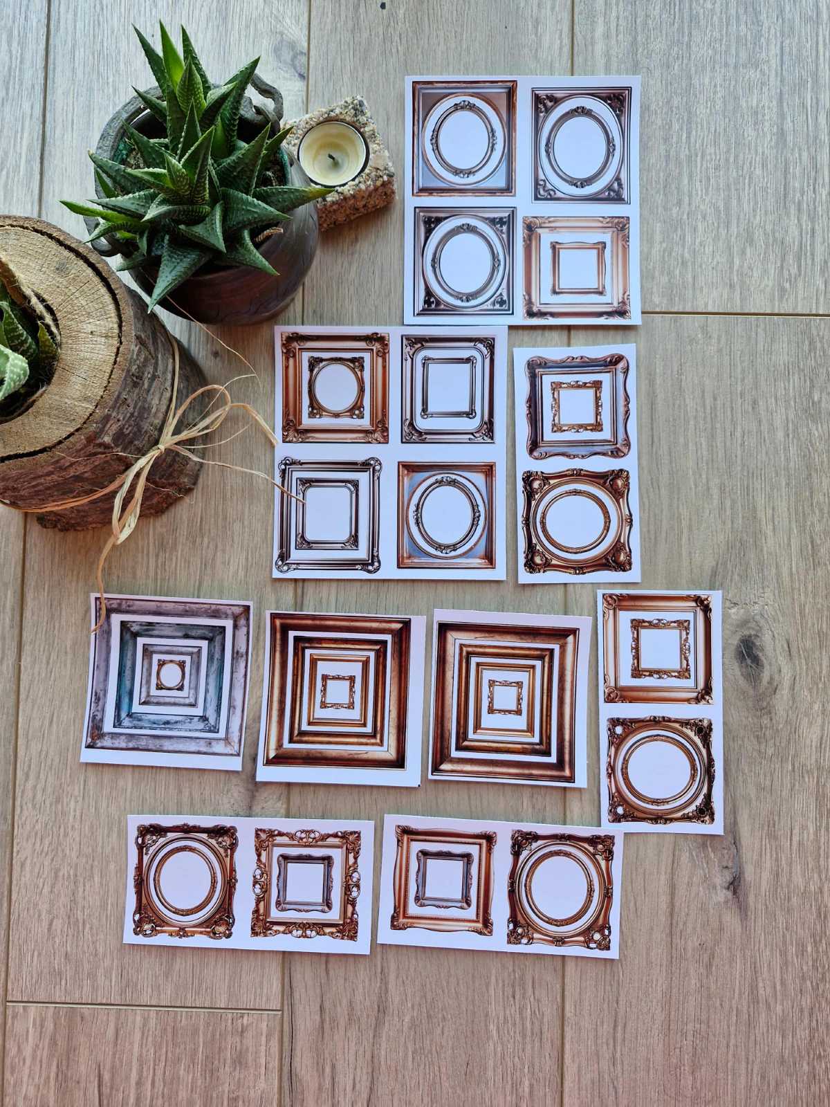 34 Adet Çerçeve Sticker Seti Altın Varak Çerçeve Sticker Yuvarlak Çerçeve Kare
